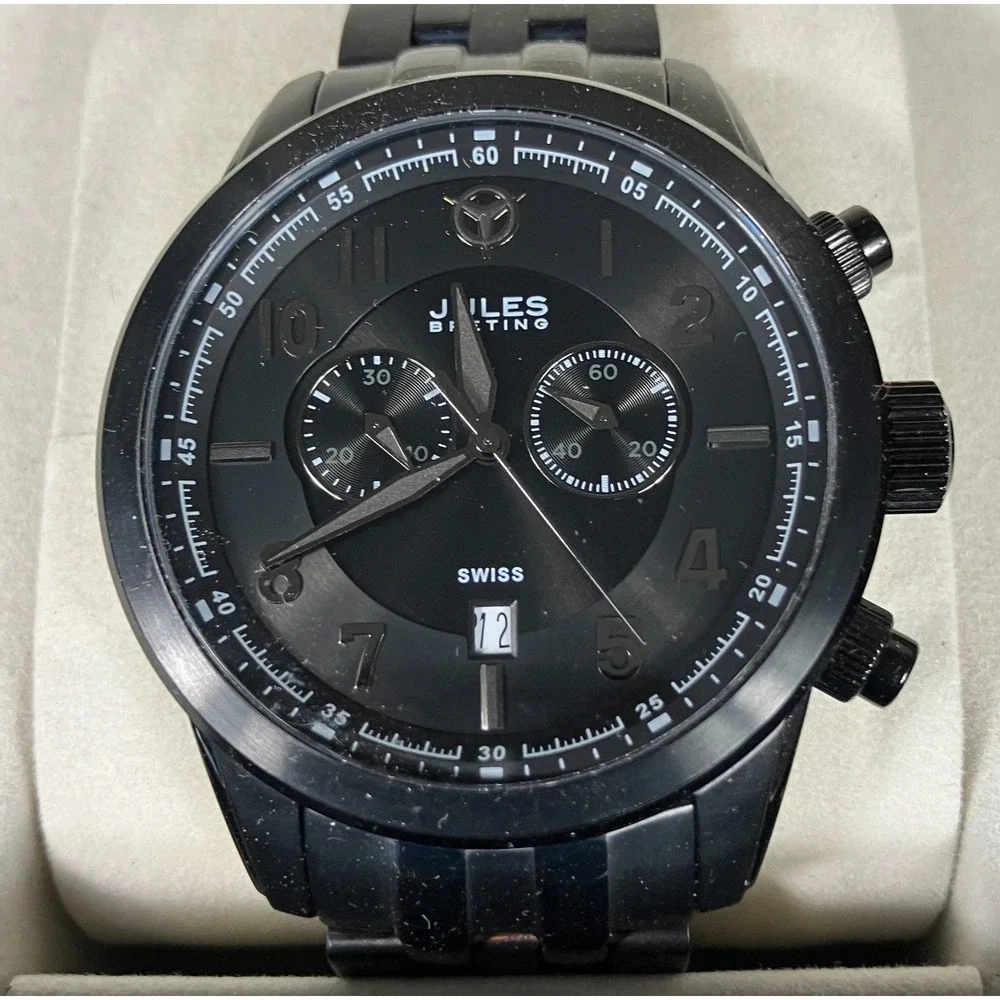 Jules Breting Geidi Prime Ion Plated Black Swiss‎ Chronograph Quartz 46 mm